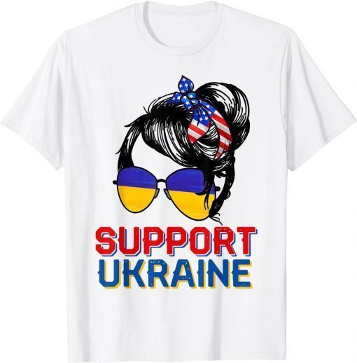 Support Ukraine Woman Flag American Ukrainian Roots T-Shirt