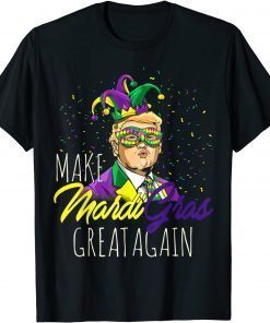 Trump Mask Mardi Gras Festival Parading Biden Liberal Joke T-Shirt