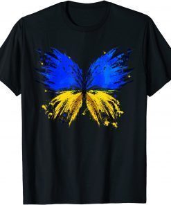 Ukraine Flag Butterfly I Stand With Ukraine Support Ukraine T-Shirt