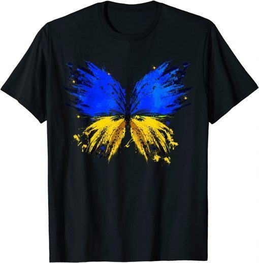 Ukraine Flag Butterfly I Stand With Ukraine Support Ukraine T-Shirt