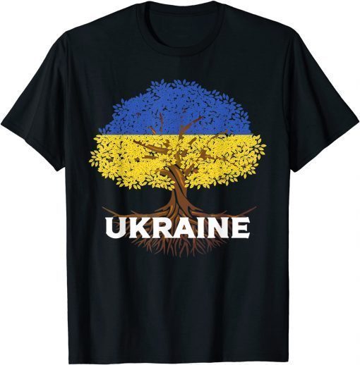 Ukraine Flag Vintage Tree Graphic Ukrainian Roots T-Shirt