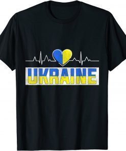 Ukraine Pride Heartbeat I Love Ukraine Flag Heart Costume T-Shirt