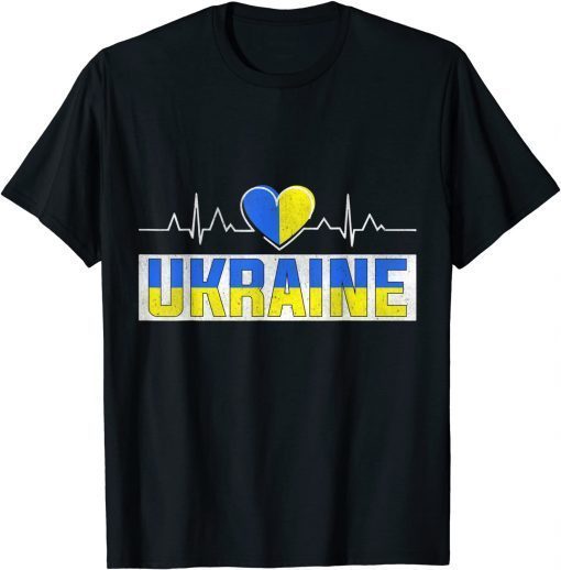 Ukraine Pride Heartbeat I Love Ukraine Flag Heart Costume T-Shirt