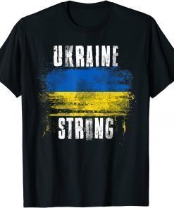 Ukraine Strong Distressed Flag - Ukrainian Pride T-Shirt