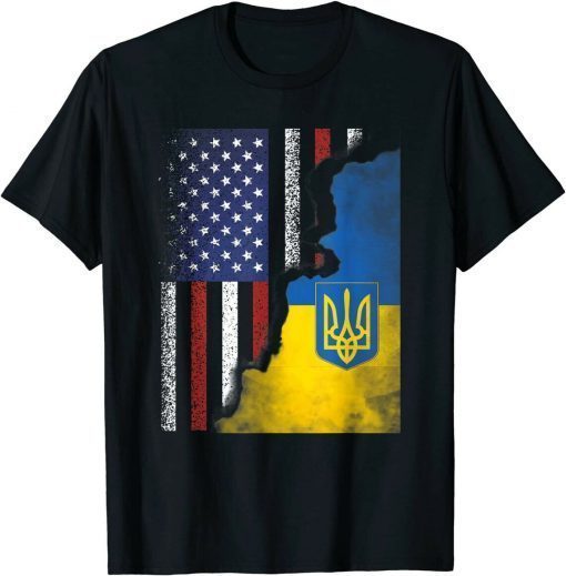 Ukrainian American Flag Ukraine Usa America Roots T-Shirt