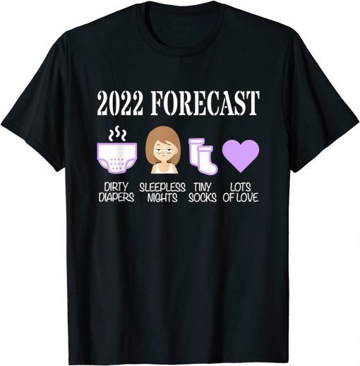 2022 Forecast Expectant Mother Father Baby Announcement T-Shirt