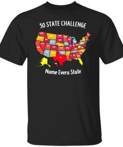 50 state challenge name every us state shirt