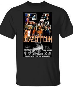 54 Years of Led-Zeppelin thank you for the memories signatures shirt