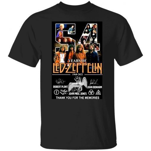 54 Years of Led-Zeppelin thank you for the memories signatures shirt