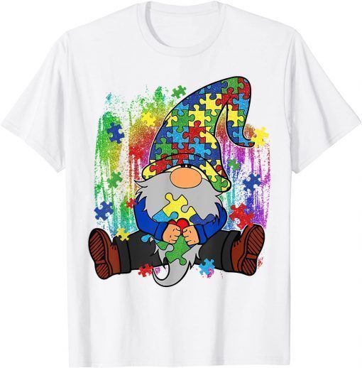 Accept Understand Love Gnome Puzzle Pieces Autism Awareness T-Shirt