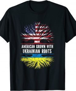 American Grown With Ukrainian Roots Usa Flag Ukraine T-Shirt