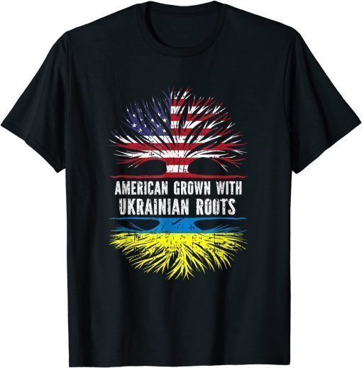 American Grown With Ukrainian Roots Usa Flag Ukraine T-Shirt