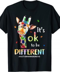 Autism Awareness Cute Giraffe Animal It's Ok To Be Different T-Shirt