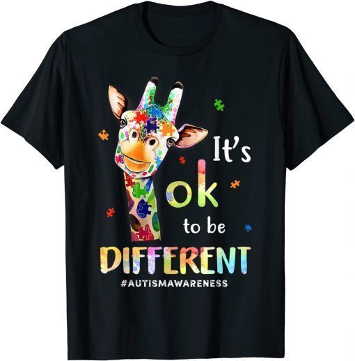 Autism Awareness Cute Giraffe Animal It's Ok To Be Different T-Shirt