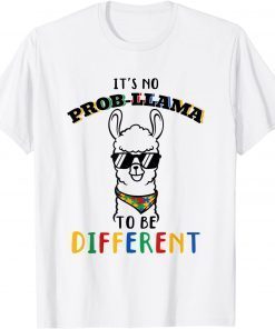 Autism Awareness Day It's No Prob-Llama to Be Different T-Shirt