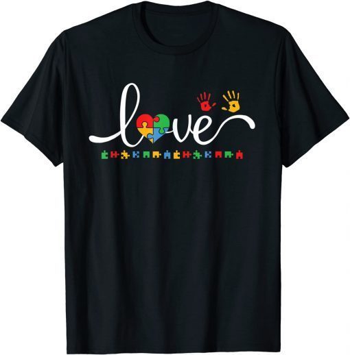 Autism Awareness Love Autism Puzzle Heart ASD Supporter T-Shirt