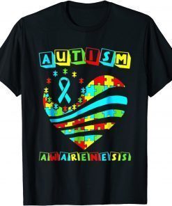 Autism Awareness Women Heart Support Autistic T-Shirt