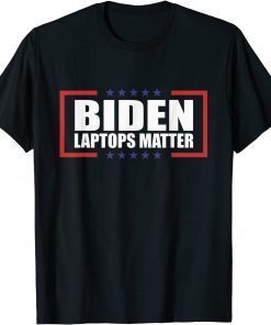 Biden Laptops Matter Cool Anti Biden Quote USA Flag T-Shirt