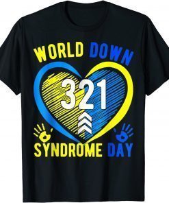 Blue Yellow Heart 21 World Down Syndrome Awareness Day 2022 T-Shirt