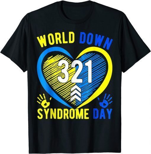 Blue Yellow Heart 21 World Down Syndrome Awareness Day 2022 T-Shirt