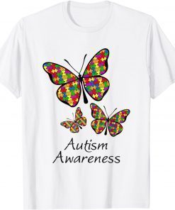 Butterfly Autism Awareness Embrace Puzzle Outfit Mothers Day T-Shirt