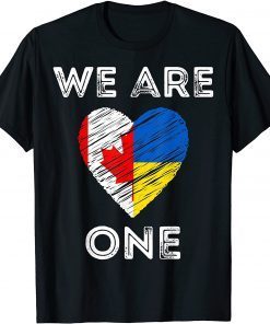 Canada Supports Ukraine Shirt We Are One Love Heart Flag T-Shirt