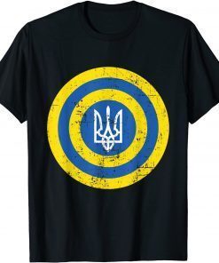 Captain Ukraine Ukrainian Flag Europe Solidarity Distressed T-Shirt