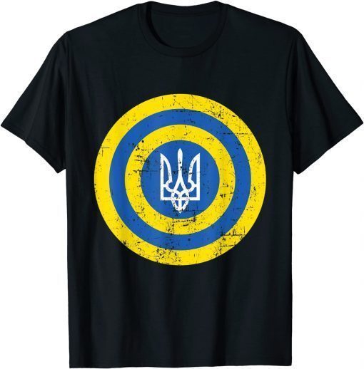 Captain Ukraine Ukrainian Flag Europe Solidarity Distressed T-Shirt