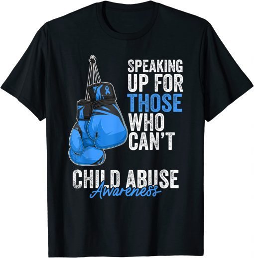 Child Abuse Prevention Awareness Boxing Gloves Blue Ribbon T-Shirt