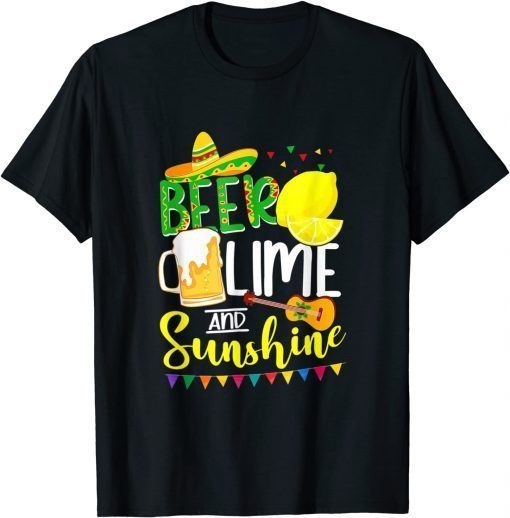 Cinco De Mayo Bunny Bring Beer Lime Guitar Sombrero 2022 T-Shirt