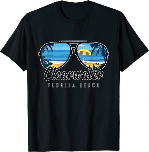 Clearwater Beach Florida Palm Tree Sunglasses T-Shirt