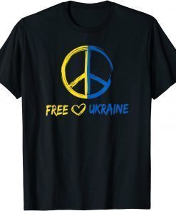 Free Ukraine Peace Sign Ukrainian Flag T-Shirt