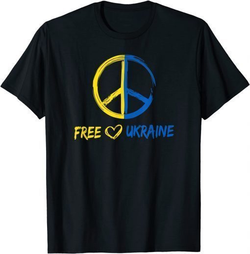 Free Ukraine Peace Sign Ukrainian Flag T-Shirt