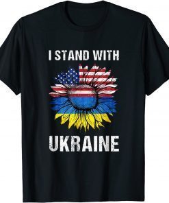 I Stand With Ukraine Flag American Sunflower Ukrainian T-Shirt