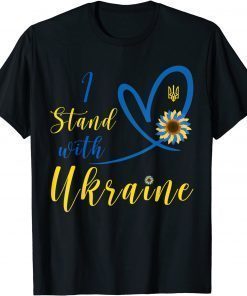 I Stand With Ukraine Heart Sunflower Flag Symbol T-Shirt