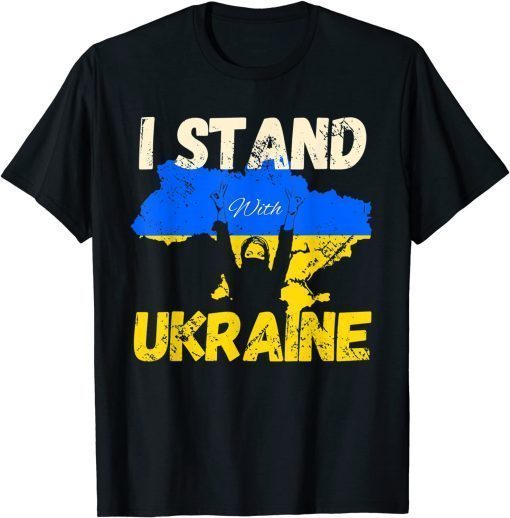 I Stand With Ukraine Ukrainian Flag Support Peace Freedom T-Shirt