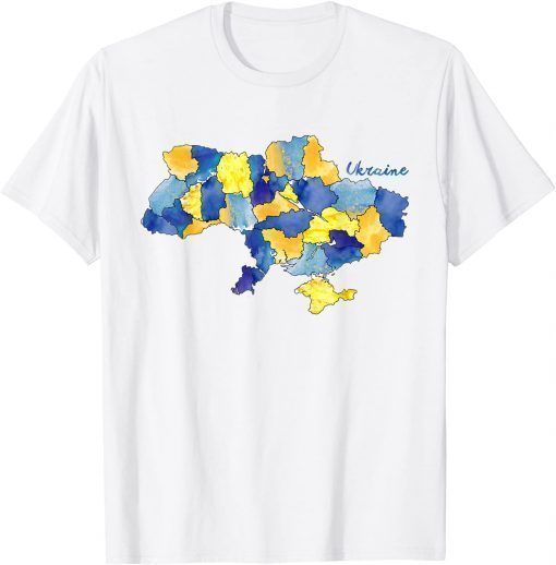 I Stand With Ukraine Ukrainian Map Watercolor T-Shirt