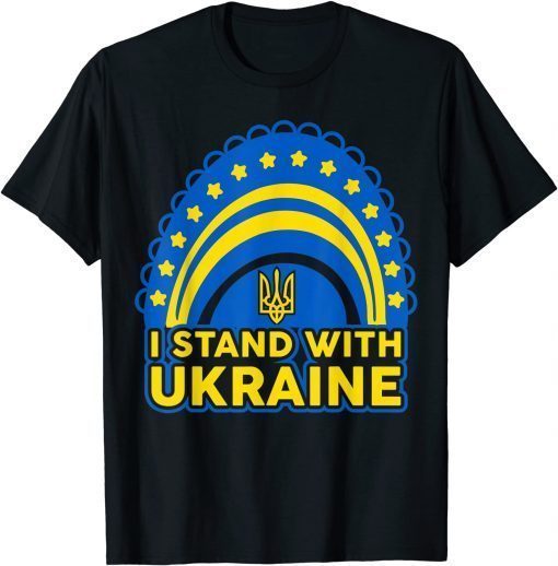 I Stand With Ukraine Ukrainian Rainbow Flag T-Shirt