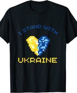I Stand with Ukraine Support Ukraine Flag Heart T-Shirt