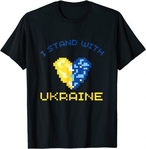 I Stand with Ukraine Support Ukraine Flag Heart T-Shirt