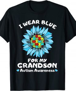 I Wear Blue For My Grandson Autism Awareness T-Shirt