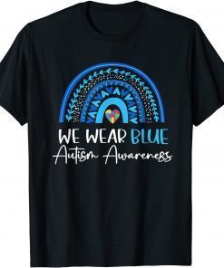 In April We Wear Blue for Autism Awareness Rainbow Puzzle T-Shirt