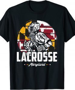 Lacrosse Player Maryland Flag Lax retro T-Shirt