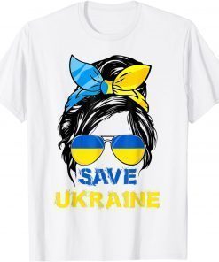 Messy Bun Hair Ukraine Ukrainian Flag Girl Save Ukraine T-Shirt