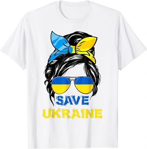 Messy Bun Hair Ukraine Ukrainian Flag Girl Save Ukraine T-Shirt