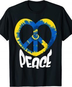 Peace Sign Ukrainian Flag Freedom Solidarity and Heart T-Shirt