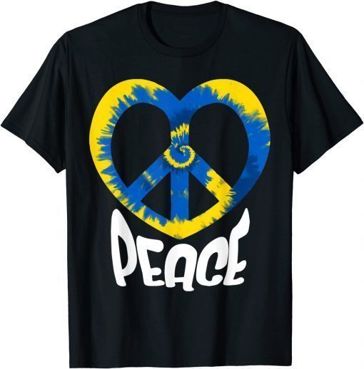 Peace Sign Ukrainian Flag Freedom Solidarity and Heart T-Shirt