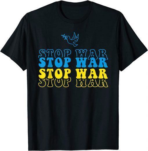 Peace for Ukraine Dove with Olive Ukrainian Pride Flag Peace T-Shirt