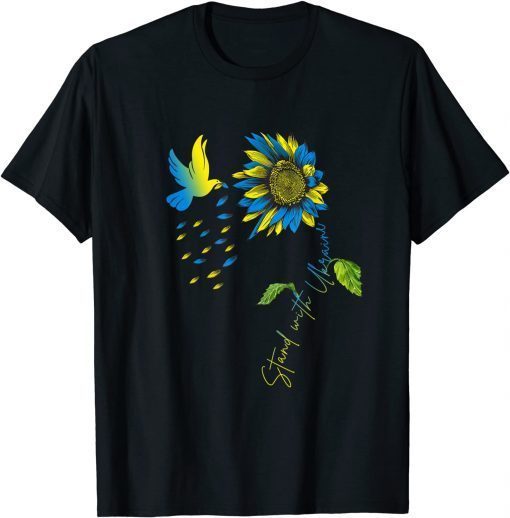 Peace in Ukraine Dove. Stand with Ukraine. Sunflower Ukraine T-Shirt