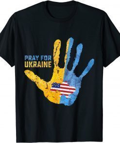 Pray For Ukraine Support American USA Ukrainian Map Graphic T-Shirt